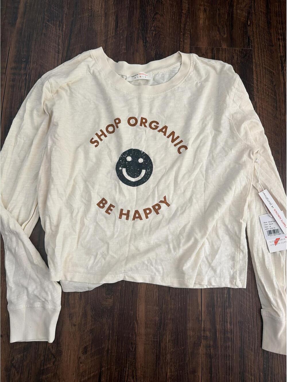 Shop Organic Cotton long sleeve T shirt smiley face NWT NEW M